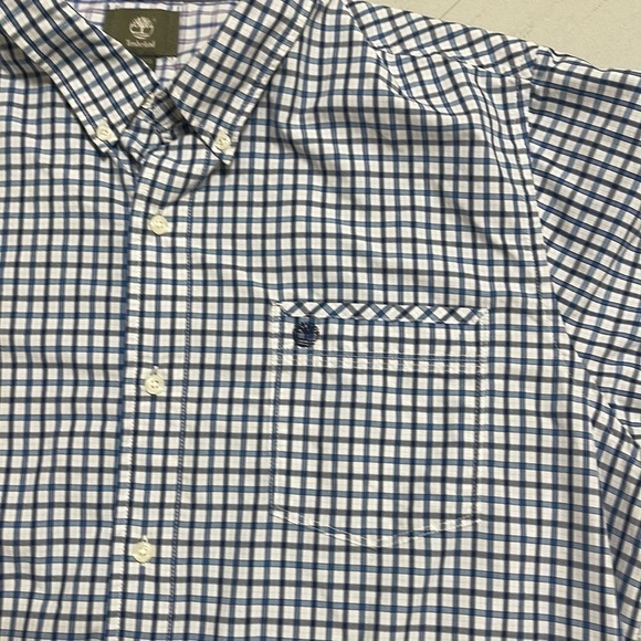 Timberland Blue Plaid Button Down Short Sleeve Shirt Size XXL - Picture 2 of 5